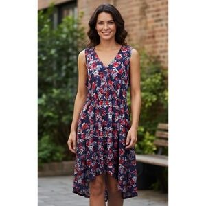B Collection by Bobeau Women's‎ 1X Floral Print Sleeveless Hi-Low Dress